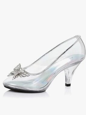 Silver Cinderella slipper inspired Women's butterfly Accent pump heels